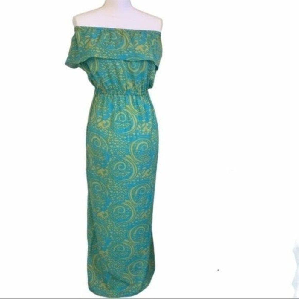 Chelsea and Gunn Aqua and Lime Maxi Dress - Picture 2 of 6